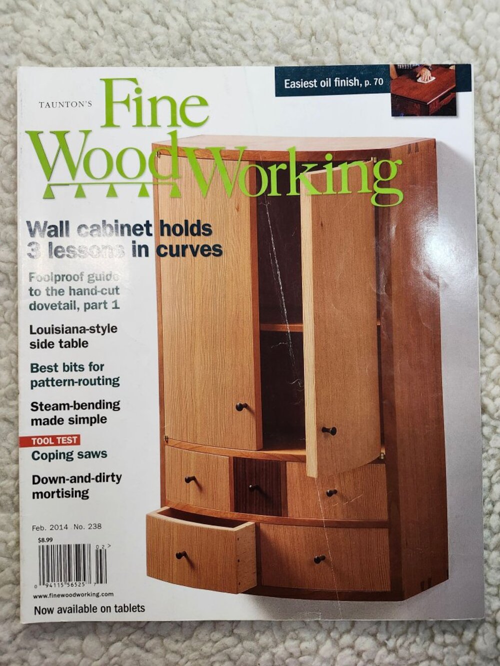 Fine Woodworking Magazine Feb 2014 No 238 Wall Cabinet Utopian Benches Dovetail